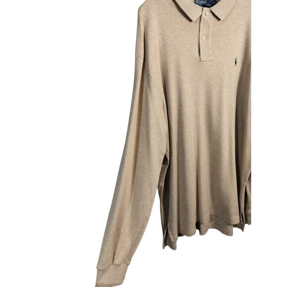 M496)Polo by Ralph Lauren Oatmeal Long Sleeve Buttons Lightweight Shirt XL - Picture 2 of 7